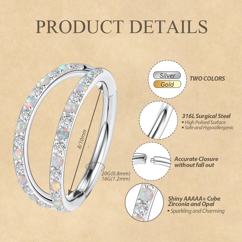 FUNLMO Store 316L Surgical Steel Nose Hoop Septum Conch Piercing Jewelry Cartilage Daith Helix Tragus Rook Lobe Earring Triple/Double Nose Lip Ring 20G 18G 16G - Image 2